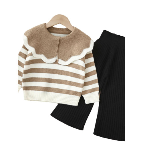 女.童針織衛衣套裝2025春秋新款兒1童百搭秋裝女寶寶韓版兩件套潮