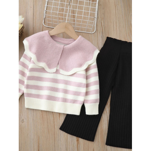 女.童針織衛衣套裝2025春秋新款兒1童百搭秋裝女寶寶韓版兩件套潮