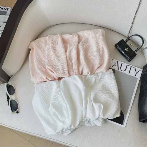 專櫃撤廻剪標小清新優雅掛脖花朵雪紡衫女夏新款氣質圓領無袖上衣