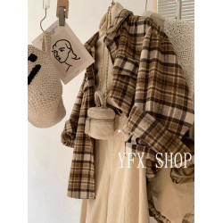 法式復古磨毛格子襯衫外套女春秋秋季2025新款小個子襯衣上衣女款