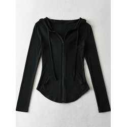 彈力連帽收腰打底衫歐美風修身顯身材辣妹氣質薄款衛衣女防曬開衫