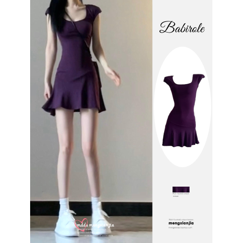 今年流行的包臀短裙子夏裝新款女裝收腰修身清冷感減齡T恤連衣裙