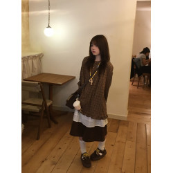 日系復古格紋襯衫女早秋季2025新款寬鬆氣質長袖上衣服獨特超好看