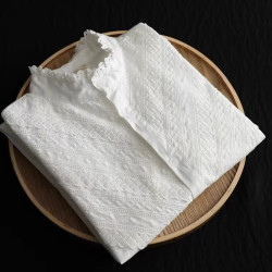 日系復古木耳邊刺綉純棉白色襯衫女春秋設計感小衆文藝範長袖襯衣