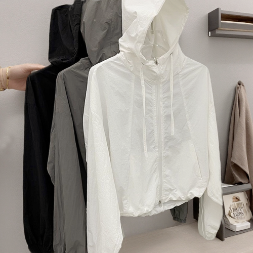 廣州十三行高貨爆款~連帽輕薄款防曬衣外套女短款小個子防紫外線