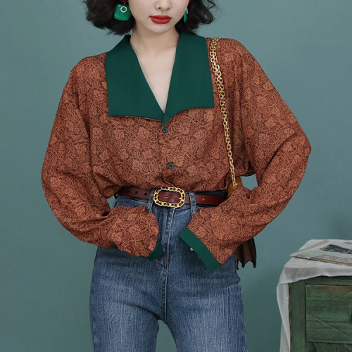 屬於你的80年代港風穿搭襯衫2022秋季古著風vintage碎花襯衣