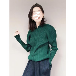 宅家褶皺2025秋季時尚純色短外套修身舒適百搭長袖單排釦開衫上衣