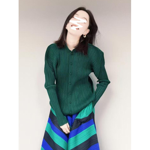 宅家褶皺2025秋季時尚純色短外套修身舒適百搭長袖單排釦開衫上衣