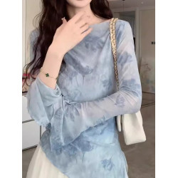 法式高級感氣質印花防曬罩衫女2026夏季新款時尚洋氣修身長袖上衣