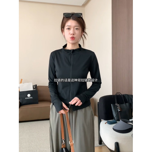 黑色立領拉鍊長袖防曬衣女夏季新款時尚戶外運動修身顯瘦薄款外套