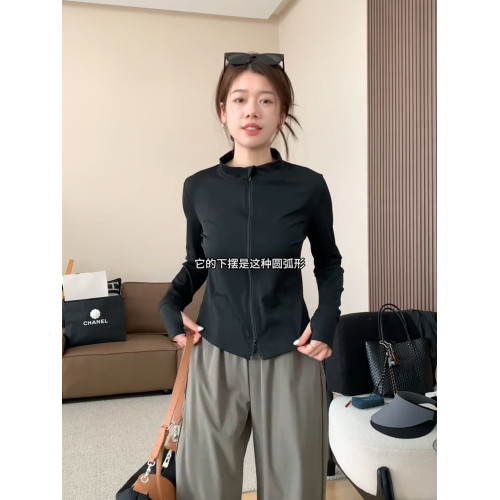 黑色立領拉鍊長袖防曬衣女夏季新款時尚戶外運動修身顯瘦薄款外套