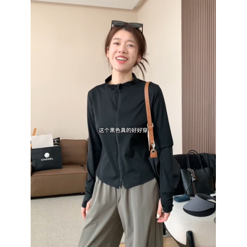 黑色立領拉鍊長袖防曬衣女夏季新款時尚戶外運動修身顯瘦薄款外套