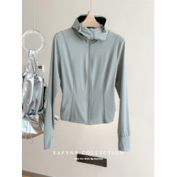 錦綸涼感原紗型UPF50+冰絲防曬衣女修身款防紫外線開車黑膠防曬服