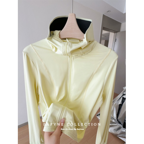 錦綸涼感原紗型UPF50+冰絲防曬衣女修身款防紫外線開車黑膠防曬服