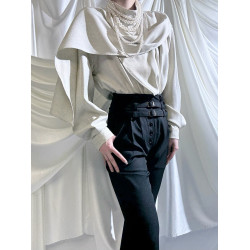 Aont【秋冬加絨版】雙生子套裝原創設計感襯衫高級感雙腰帶騎士褲