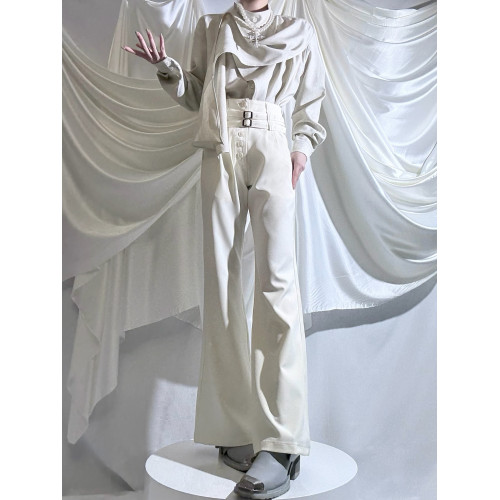 Aont【秋冬加絨版】雙生子套裝原創設計感襯衫高級感雙腰帶騎士褲