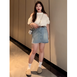 大碼女裝法式絕美氣質短袖襯衫夏季胖mm今年流行漂亮小衫露肩上衣