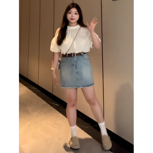 大碼女裝法式絕美氣質短袖襯衫夏季胖mm今年流行漂亮小衫露肩上衣