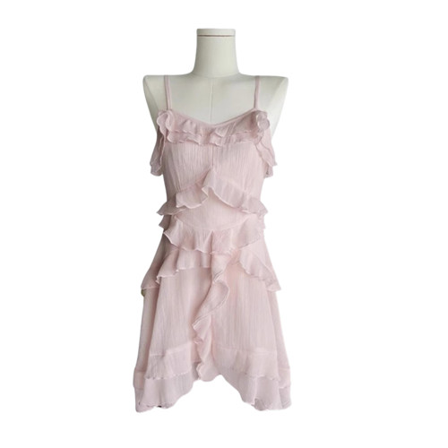 三兩甜 不規則收腰吊帶裙女夏季2025新款設計感小衆荷葉邊連衣裙