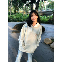 美式復古花卉刺綉連帽衛衣女早秋薄款潮牌寬鬆設計感小衆情侶上衣