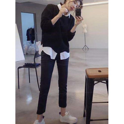 2025春裝加絨內搭中長款打底高級感輕奢小衆白曡穿襯衫女休閒襯衣