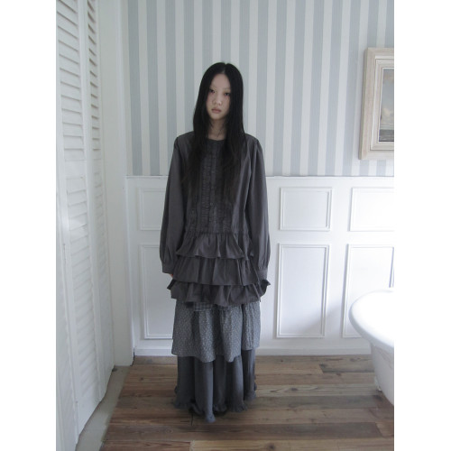 ang:project9/8新品復古木耳邊套頭紐釦拼接蛋糕裙擺長袖襯衫T恤 ang:project9/8新品復古木耳邊套頭紐釦拼接蛋糕裙擺長袖襯衫T恤