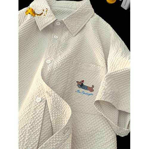 夏季港風復古短袖襯衫女胖mm大碼寬鬆顯瘦學生休閒百搭襯衣外套潮