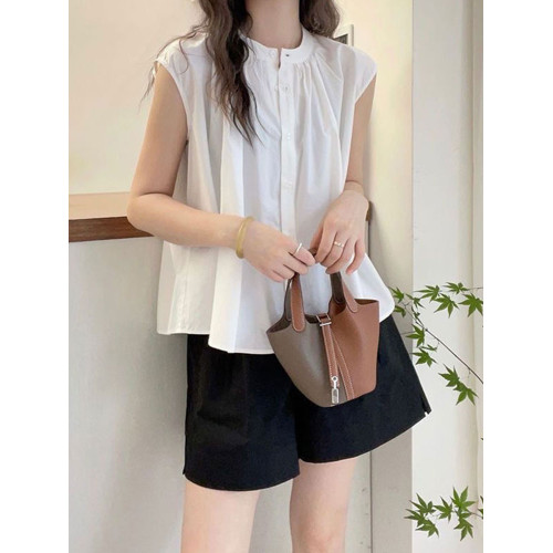 2025夏新款韓版休閒襯衫女飛飛袖上衣時尚氣質設計感小衆襯衣T恤