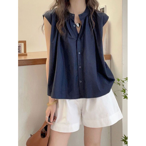 2025夏新款韓版休閒襯衫女飛飛袖上衣時尚氣質設計感小衆襯衣T恤