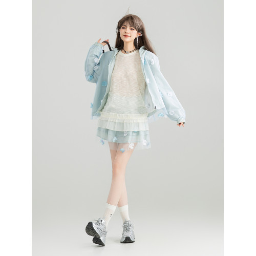 KEIKO UPF50+ 花漾立體紥花防曬衣女春夏大帽簷防紫外線薄款外套