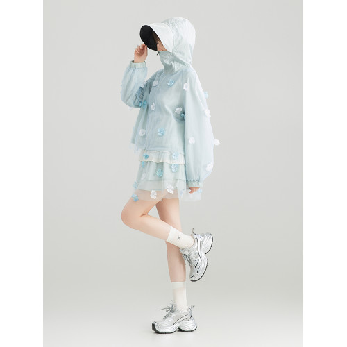 KEIKO UPF50+ 花漾立體紥花防曬衣女春夏大帽簷防紫外線薄款外套