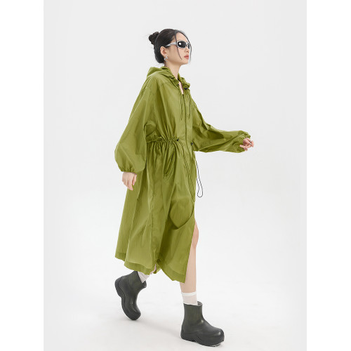 長款防曬衣女輕薄透氣過膝防曬服2025新款夏季寬鬆薄款外套女連帽
