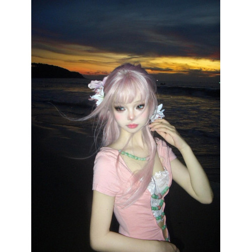 Frequency山雞 原創設計正反兩穿夏季浪漫修身簡約鏤空珠子上衣女