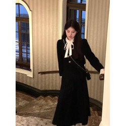 法式富家千金小香風系帶白色襯衫女減齡顯瘦內搭長袖花邊上衣秋季