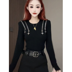 高級感拉鍊長袖T恤女春秋2025新款百搭設計感氣質圓領顯瘦上衣潮