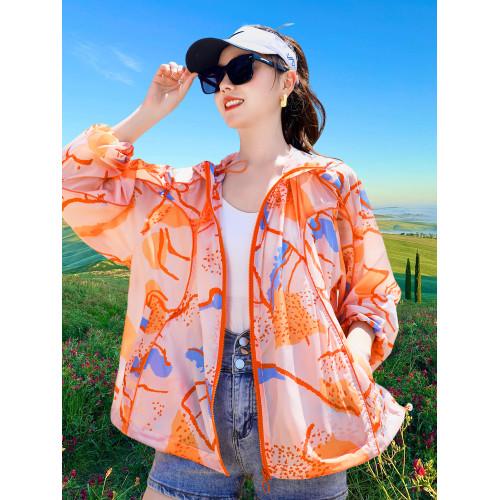 防曬衣女夏季2026新款時尚印花輕薄款透氣防曬開衫罩衫防曬服外套