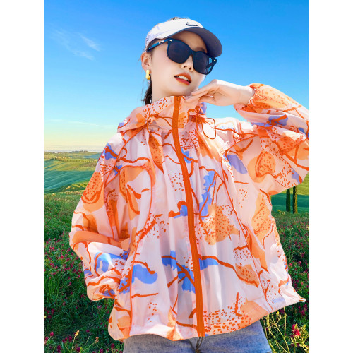 防曬衣女夏季2026新款時尚印花輕薄款透氣防曬開衫罩衫防曬服外套