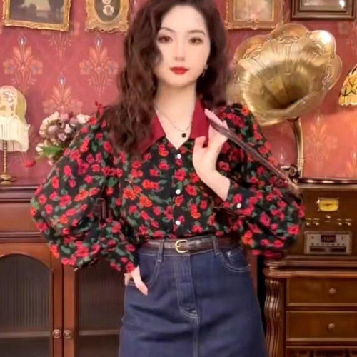 港風復古碎花襯衫女歐貨春秋2025新款氣質時尚洋氣長袖高級感上衣