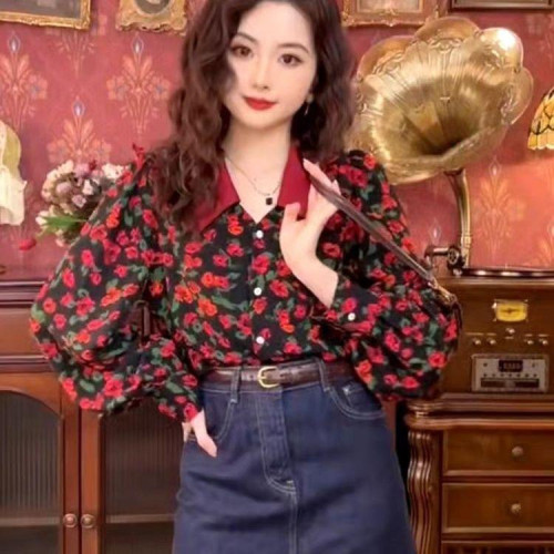 港風復古碎花襯衫女歐貨春秋2025新款氣質時尚洋氣長袖高級感上衣