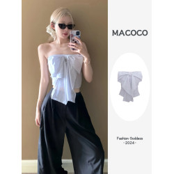 復古條紋蝴蝶結抹胸上衣設計感無袖襯衣