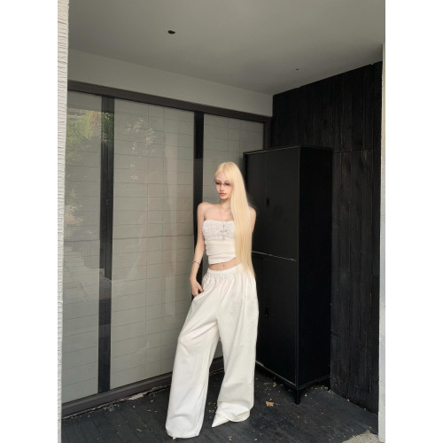 OUTFlT STUDIO 白色濶腿衛褲簡約拖地直筒褲高級寬鬆垂感休閒褲