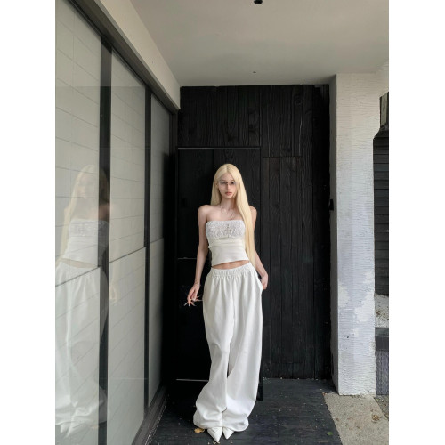 OUTFlT STUDIO 白色濶腿衛褲簡約拖地直筒褲高級寬鬆垂感休閒褲