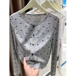 蝴蝶結印花針織開衫外套女秋季短款上衣防曬罩衫早秋外搭外套女