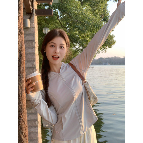 坦博爾修身防曬衣女款夏季小蠻腰防曬紫外線冰絲透氣UPF100防曬服