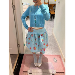 正確版 復古少女碎花低腰花邊花苞裙立體蓬蓬顯瘦半身裙