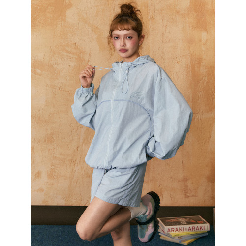 EZEK防紫外線連帽防曬衣女戶外UPF50+防曬服五分短褲兩件套套裝