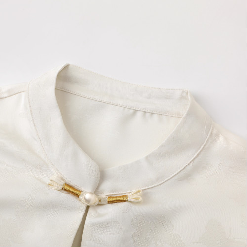 艾格新中式國風長袖襯衫女2025秋季新款高級感內搭打底上衣小衫女