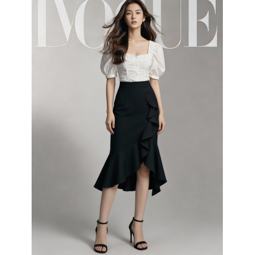 法式小資方領泡泡袖上衣減齡白色絕美小個子特別漂亮掐腰短款小衫