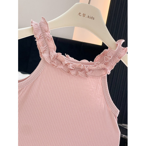 【閉眼入】夏季新款嬰兒可愛木耳邊吊帶連體衣女寶寶甜美無袖背心