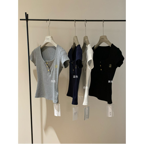 十三行 學院風辣妹收腰顯瘦短款上衣正肩短袖T恤女